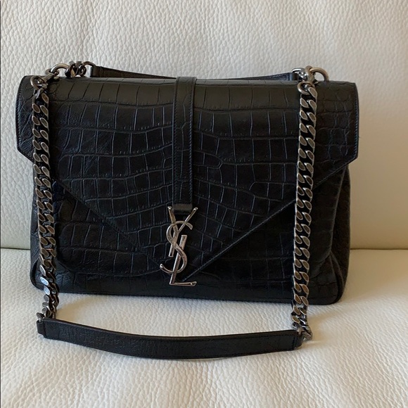 Yves Saint Laurent Handbags - YSL Large College Croco Embossed Bag